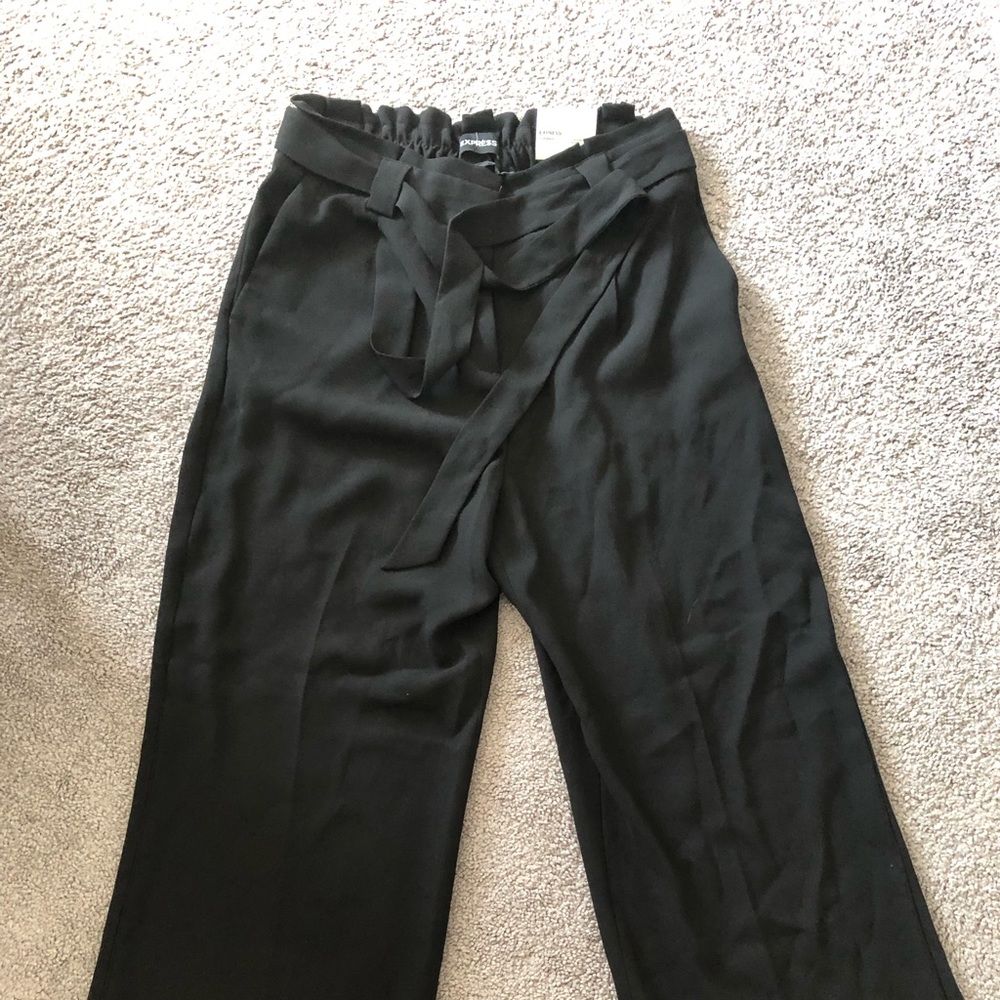 Black Express paper bag high waist dress pants